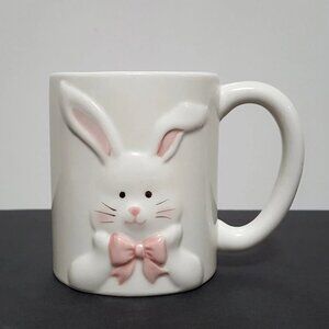 NEW RARE Whaline Pink and White Easter Bunny Mug 12oz Ceramic
